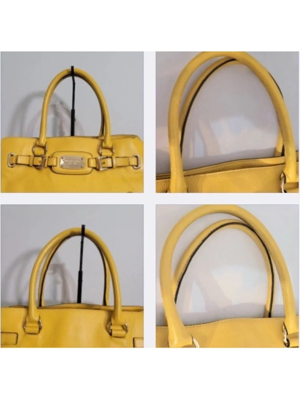 MICHAEL Michael Kors Satchel Hamilton East West Yellow Leather Shoulder Bag